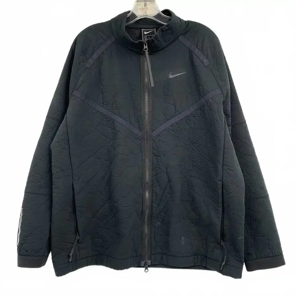 Nike Black Zip-Up Athletic Jacket | Regular L Lightweight Polyester
